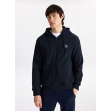 Discovery Expedition D5WM-SWT3796 Lacivert Kapüşon Yaka Relaxed Jakarlı Erkek Sweatshırt