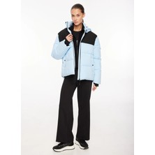 Discovery Expedition Mavi Kadın Kapüşon Yaka Relaxed Fit Kapitone Mont D3WL-MNT9
