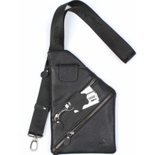 Aka Deri 119 Hakiki Deri  Body Bag  Çanta Siyah