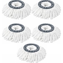 Zambak Döner Başlıklı Spin Mop Türü Temizlik Seti Yedek Mikrofiber Mop Paspas 5 'Li