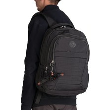 Wander Unisex Geniş Hacimli Çok Gözlü Krinkıl Kumaş Lise Ortaokul Ilkokul Için Okul Çantası Siyah