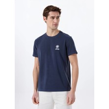 Jeep Bisiklet Yaka Baskılı Lacivert Erkek T-Shirt J5SM-TST7288