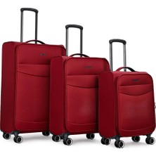 Pierre Cardin 3’lü Valiz Seti Kabin + Orta + Büyük Boy Kumaş Ultra Light Sessiz 8 Tekerlek PC6005