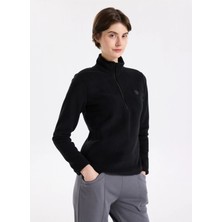 Discovery Expedition D5WL-SWT3302 Siyah Fermuarlı Yaka Basic Düz Kadın Polar Sweatshırt