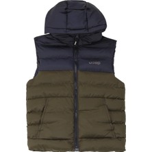 Jeep Haki Erkek Çocuk Kapüşon Yaka Relaxed Fit Baskılı Puffer Yelek J4WB-YLK7717