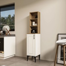 MEZZA 5251 MIVA Kahve Köşesi (Çıtalı) Çok Amaçlı Dolap 1 Kapaklı Kiler Mutfak Dolabı Sepet Beyaz