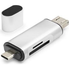 Aesco USB Type-C Otg Kart Okuyucu Sd Microsd 480 Mbps Gri HDX7053