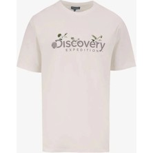 Discovery Expedition D4SM-TST3310 Beyaz Bisiklet Yaka Basic Baskılı Erkek T-Shirt
