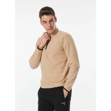 Discovery Expedition Bej Erkek Dik Yaka Basic Polar Sweatshırt D4WM-SWT3993