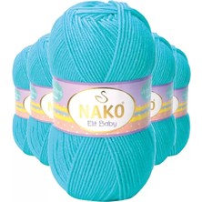Just Cheap Store 5 Adet Elite Baby El Örgü Ipi Tüylenmeyen Bebek Yünü Turkuaz 3323