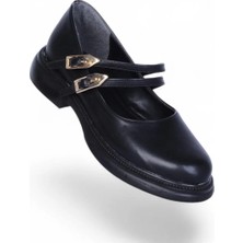 Scarletta S12 Cilt Siyah Kadın Loafer Ayakkabı