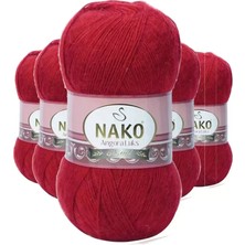 Just Cheap Store 5 Adet Angora Lüks El Örgü Ipi Koyu Kırmızı 1175