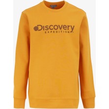 Discovery Expedition D4WM-SWT3225 Hardal Bisiklet Yaka Relaxed Baskılı Erkek Sweatshırt
