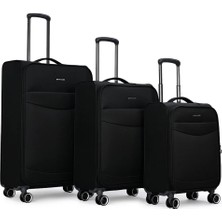 Pierre Cardin 3’lü Valiz Seti Kabin + Orta + Büyük Boy Kumaş Ultra Light Sessiz 8 Tekerlek PC6005