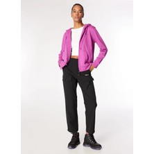 Discovery Expedition Lila Kadın Kapüşonlu Relaxed Nakışlı Sweatmont D4WL-SWT3099