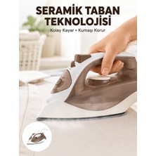 İlkyaz Fashion 2200 Watt Buharlı Ütü Kahverengi Seramik Taban Şok Buharlı ILKYZHB-RS3455