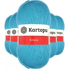 Just Cheap Store 5 Adet Kristal Çift Katlı El Örgü Lif Ipi Turkuaz K515