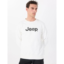 Jeep Bisiklet Yaka Baskılı Ekru Erkek Sweatshırt J5SM-SWT7306