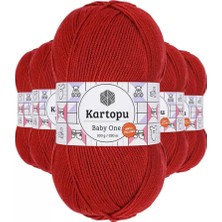 Just Cheap Store 5 Adet Baby One Tüylenmeyen El Örgü Ipi Yünü Koyu Kırmızı K129