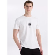 Jeep Bisiklet Yaka Baskılı Kırık Beyaz Erkek T-Shirt J6SM-TST7800