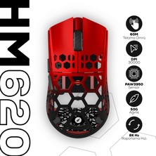 Hawk Gaming Chair HM620 8k Hz 30000 Dpı Tri-Mode Kablosuz/Bluetooth Siyah Kırmızı Gaming Mouse