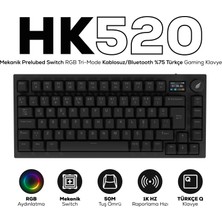 Hawk HK520 Kablosuz Mekanik Gaming Klavye %75 Türkçe Q RGB Aydınlatma ile Oyun Performansınızı Artırın
