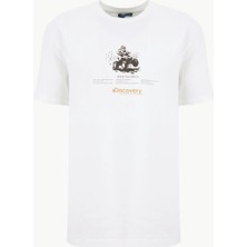 Discovery Expedition D6SM-TST3761 Kırık Beyaz Bisiklet Yaka Relaxed Baskılı Erkek T-Shirt