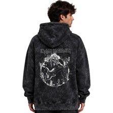 Sevbano Iron Maiden Rock Metal Müzik Grubu Baskılı Unisex Oversize Premium Yıkamalı Hoodie Sweatshirt