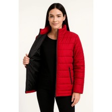Nova Epoxy Art Bomber Mont Ceket - Su Itici Kumaş, Kapitone Astarlı, Fermuarlı, Kışlık - Kırmızı