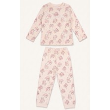 DeFacto %100 Pamuk Kedi Baskılı Bisiklet Yaka Uzun Kollu Pijama Üstü Esnek Belli Uzun Pijama Altı 2'li Pijama Takımı Kız Bebek I3230A526AU