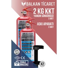Balkan Ticaret Abc Yangın Tüpü 2kg 2 Adet Askı Aparatı Ruhsata Uygun 4 Yıllık Tse Hyb Ce Belgeli Kkt Abc