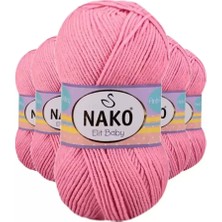 Just Cheap Store 5 Adet Elite Baby El Örgü Ipi Tüylenmeyen Bebek Yünü Pembe 6837 - Nako Mudanis