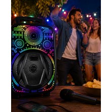 Uravas Store Mey Ithalat® 8 Inç Taşınabilir Karaoke Hoparlör Mikrofonlu Rgb Işıklı Bluetooth Speaker