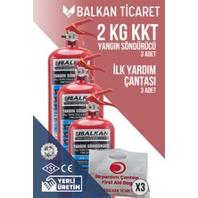 Balkan Ticaret Ruhsata Uygun Yangın Tüpü 2kg 3 Adet Ilkyardım Seti Ruhsata Uygun 4 Yıllık Tse Hyb Ce Belgeli