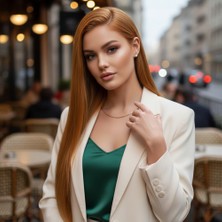 Mey İthalat Gerçek Front Lace Tül Peruk - Düz - Bakır 70-75CM