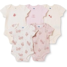 TeknoKapsül Mothercare Kız Bebek 5li Body Hayvan Baskılı Çıtçıtlı Zarf Yaka Long Sleeve