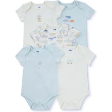 TeknoKapsül Mothercare Erkek Bebek 5li Body Hayvan Baskılı Çıtçıtlı Zarf Yaka Long Sleeve