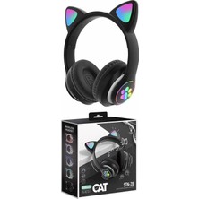 Eco Lounge Siyah Kedi Kulağı Tasarımlı Bluetooth Kulaklık - Çocuklar Için Eğlenceli ve Dayanıklı