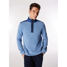 Discovery Expedition D4WM-SWT3311 Mavi Dik Yaka Basic Düz Erkek Sweatshırt