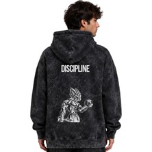 Sevbano Anime Disiplin Fitness Gym Bodybuilding Baskılı Unisex Oversize Premium Yıkamalı Hoodie Sweatshirt
