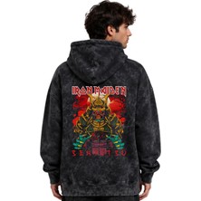 Sevbano Iron Maiden Rock Metal Müzik Grubu Baskılı Unisex Oversize Premium Yıkamalı Hoodie Sweatshirt