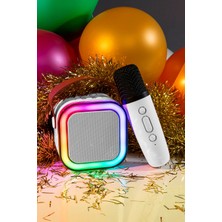 Eco Lounge Karaoke Mikrofonlu Beyaz Bluetooth Hoparlör, Taşınabilir Müzik ve Eğlence Sistemi