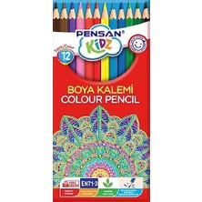 Pensan Kidz Kuru Boya Tüplü 12 Renk Tam Boy