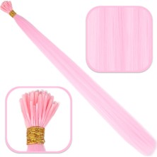 Mey İthalat Fiber Sentetik Boncuk Kaynaklık Renkli Saç - Şeker Pembe - 100 Adet