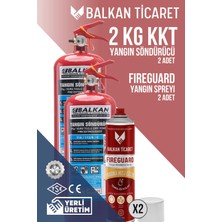 Balkan Ticaret Araba Yangın Tüpü 2kg 2 Adet Fireguard Yangın Spreyi Ruhsata Uygun 4 Yıllık Tse Hyb Ce Belgeli