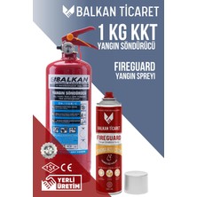 Balkan Ticaret Oto Yangın Söndürücü 1kg Araç Fireguard Yangın Spreyi Ruhsata Uygun 4 Yıllık Tse Hyb Ce Belgeli Kkt Abc