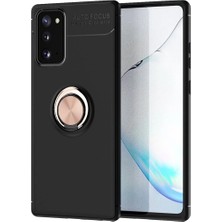 DS LLC Samsung Galaxy Note 20 Kılıf Range Yüzüklü Silikon - Siyah-Gold
