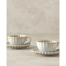 English Home Fiore New Bone China 4 Parça 2 Kişilik Kahve Fincan Takımı Gri