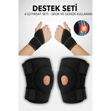 DS LLC 4’lü Ortopedik Medikal Set – 2’li El Bilek Ateli + 2’li Diz Korsesi, Ayarlanabilir ve Deste