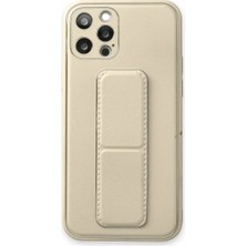 DS LLC Apple Iphone 12 Pro Kılıf Coco Deri Standlı Kapak - Beyaz